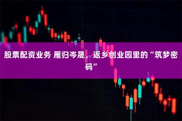 股票配资业务 雁归岑晟，返乡创业园里的“筑梦密码”